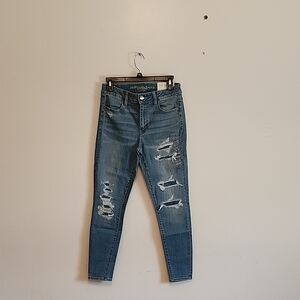 American Eagle Outfitters Ripped Blue Skinny Jeans